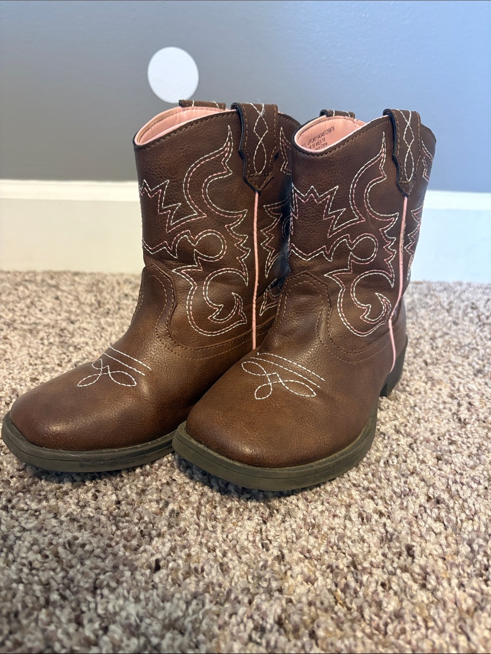 wonder nation Brown Cowboy Boots with Pink Accents